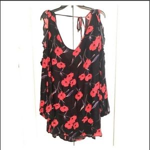 Long Sleeve Cold Shoulder Floral Dress